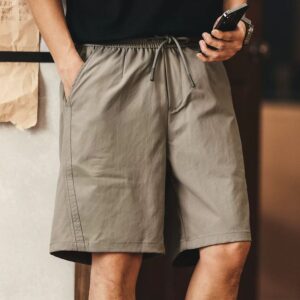 Green Deer American retro casual ice silk shorts men's summer trendy brand loose quick-drying five-quarter pants overalls mid-pants