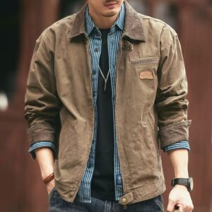 Green Deer American Retro Heavy Duty Work Jacket Men's Trendy Brand Spring and Autumn Pure Cotton New Outdoor Hunting Jacket Handsome Jacket