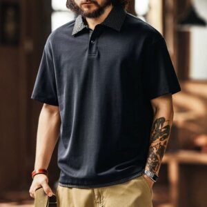 Green Deer American Retro Ice Feel Cotton Short Sleeve Polo Shirt Men's Summer Trendy Brand Loose Casual Fake Two-piece Top for Men