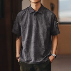 Green Deer high-end light and thin bubble texture quick-drying polo shirt men's summer fashion brand large size ice silk short-sleeved T-shirt