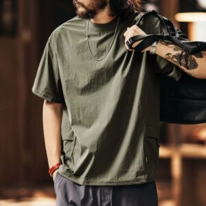 Green Lushan series outdoor sports ice silk cool short-sleeved T-shirt men's summer fashion brand casual cycling round neck top