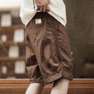 Green Lushan series outdoor trendy brand cargo shorts men's summer trendy brand loose thin ice silk five-quarter pants men's mid-pants